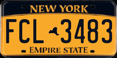 NY license plate FCL3483