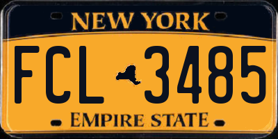 NY license plate FCL3485