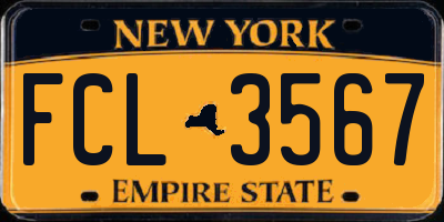 NY license plate FCL3567