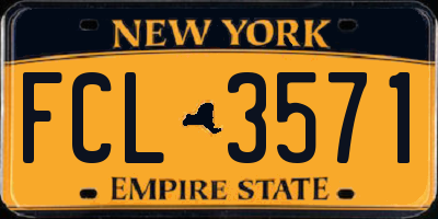 NY license plate FCL3571
