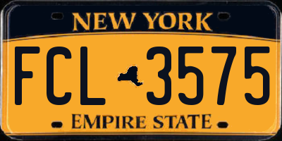 NY license plate FCL3575