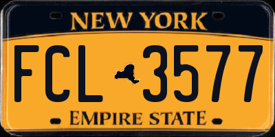 NY license plate FCL3577