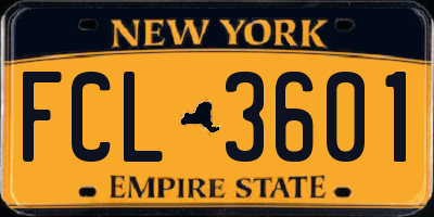 NY license plate FCL3601