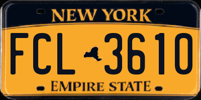 NY license plate FCL3610