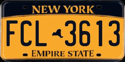 NY license plate FCL3613