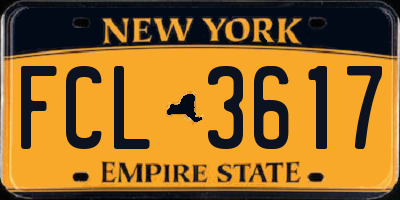 NY license plate FCL3617