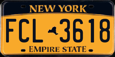 NY license plate FCL3618