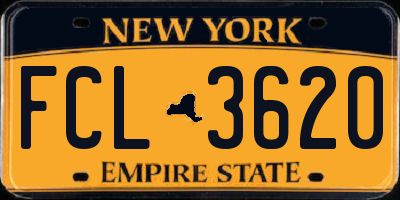 NY license plate FCL3620