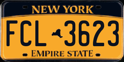 NY license plate FCL3623