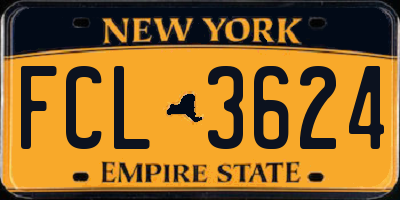 NY license plate FCL3624