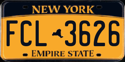 NY license plate FCL3626