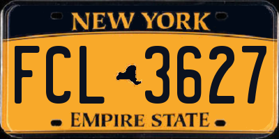 NY license plate FCL3627