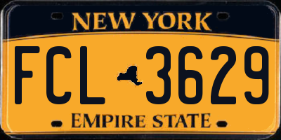 NY license plate FCL3629