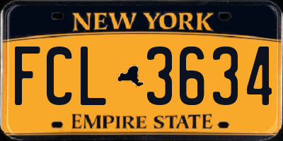 NY license plate FCL3634