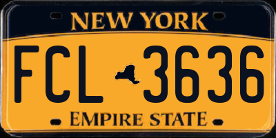 NY license plate FCL3636