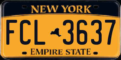 NY license plate FCL3637