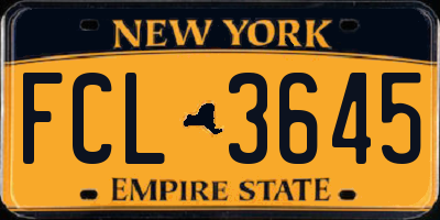 NY license plate FCL3645