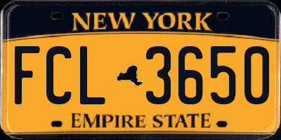 NY license plate FCL3650