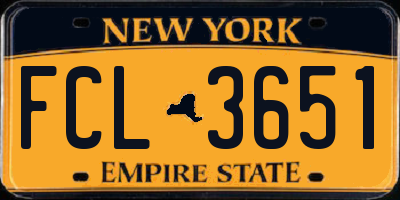 NY license plate FCL3651