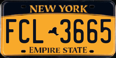 NY license plate FCL3665
