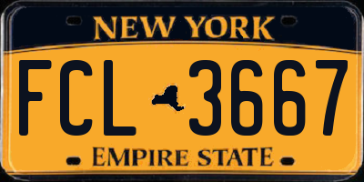 NY license plate FCL3667