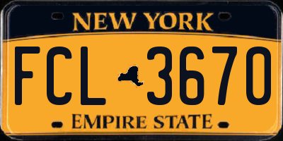 NY license plate FCL3670