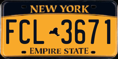 NY license plate FCL3671