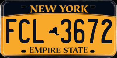 NY license plate FCL3672