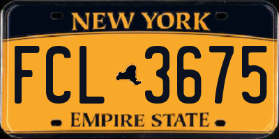 NY license plate FCL3675