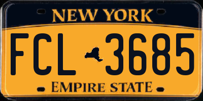 NY license plate FCL3685