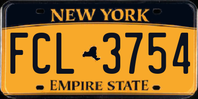 NY license plate FCL3754