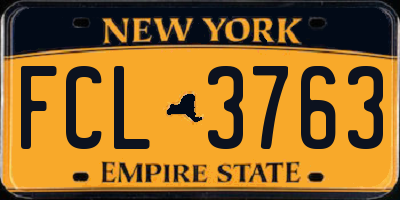 NY license plate FCL3763
