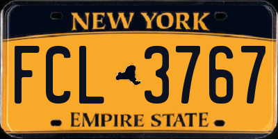 NY license plate FCL3767