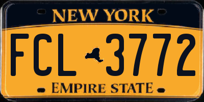 NY license plate FCL3772