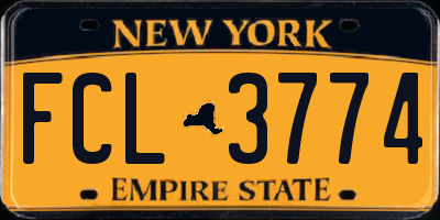 NY license plate FCL3774