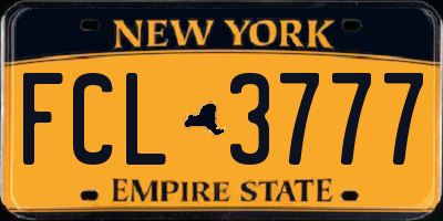 NY license plate FCL3777