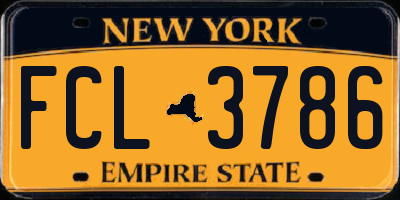 NY license plate FCL3786