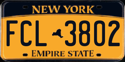 NY license plate FCL3802