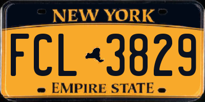 NY license plate FCL3829
