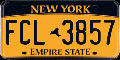 NY license plate FCL3857
