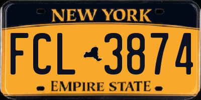 NY license plate FCL3874