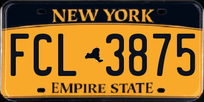 NY license plate FCL3875