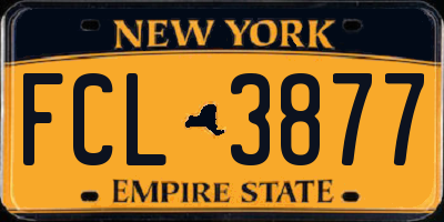 NY license plate FCL3877