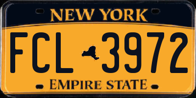 NY license plate FCL3972