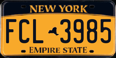 NY license plate FCL3985