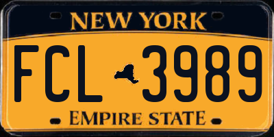 NY license plate FCL3989