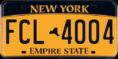 NY license plate FCL4004