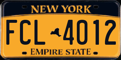 NY license plate FCL4012