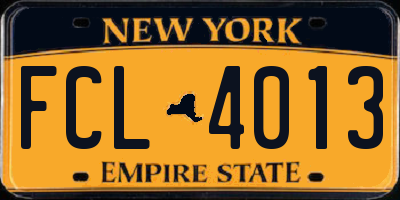 NY license plate FCL4013