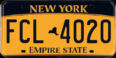NY license plate FCL4020